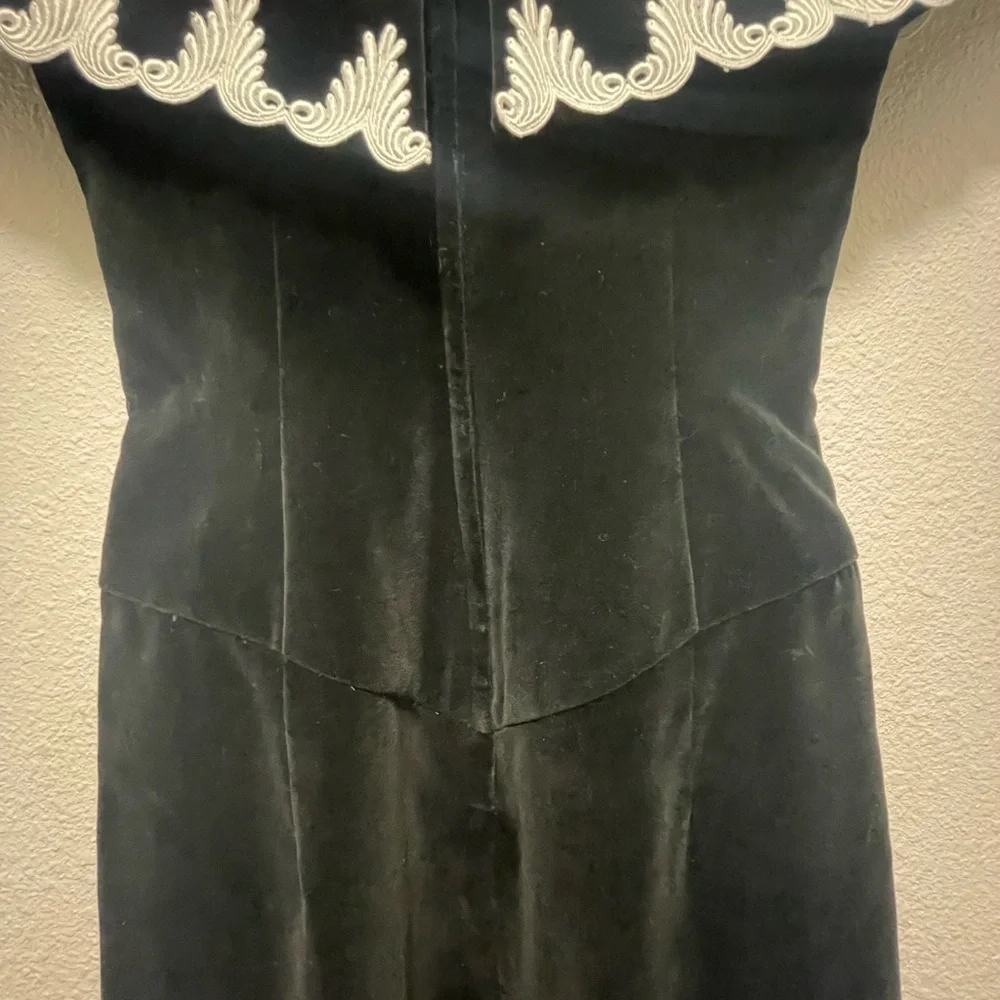 Vintage 80's Black Velvet Off-The-Shoulder Evening Dress - Picture 7 of 8